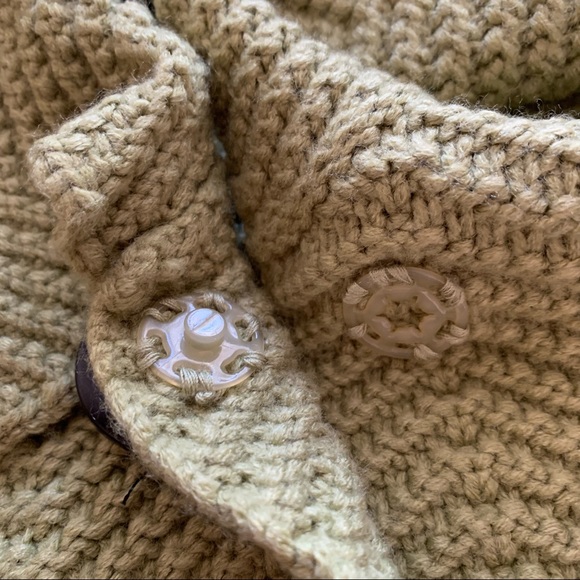 JM Collection Sage Green Wide Collar Cable Knit Sweater/Cardigan, M - Picture 4 of 7